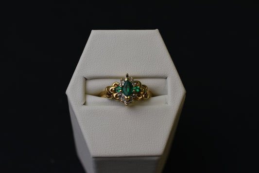 10k Emerald and Diamond Ring