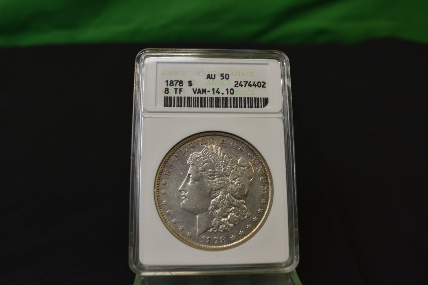 1878 AU 50 ANACS Graded Morgan Silver Dollar