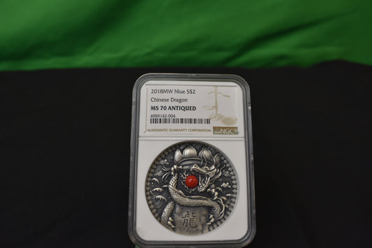 2018 Niue 2 Dollar Dragon Silver Coin NGC MS 70