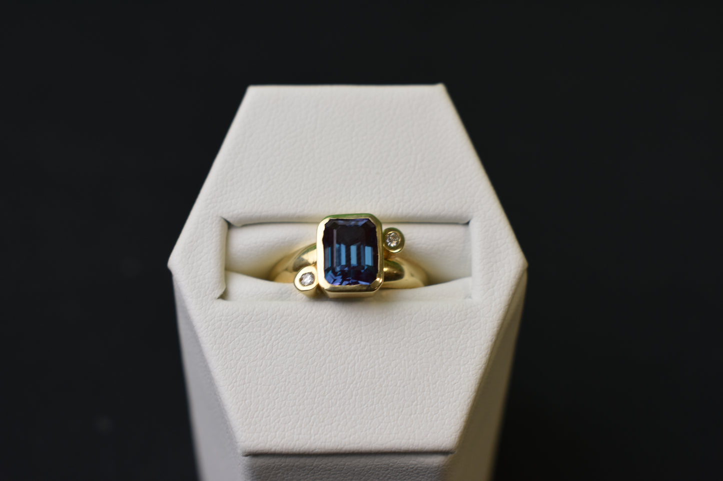 14k Green Topaz and Diamond Ring