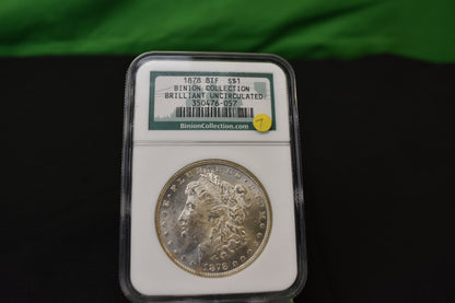1878 BU Binion Hoard Graded Morgan Silver Dollar