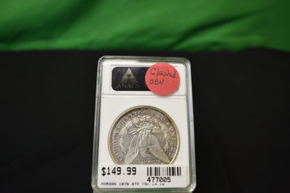 1878 AU 50 ANACS Graded Morgan Silver Dollar