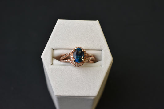 10k Blue Topaz and Diamond Ring