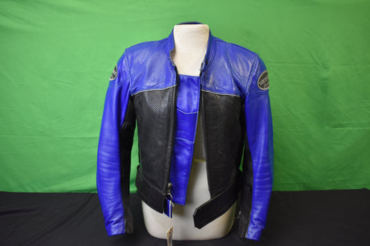 Vanson Blue Leather Riding Jacket Size 36