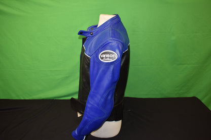 Vanson Blue Leather Riding Jacket Size 36