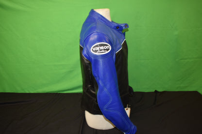 Vanson Blue Leather Riding Jacket Size 36